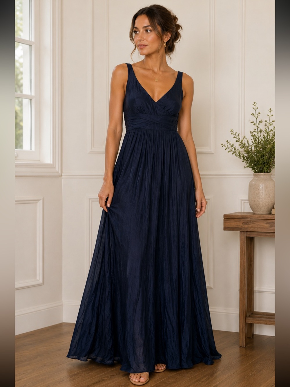 J crew navy blue slik maxi dress size 8p new